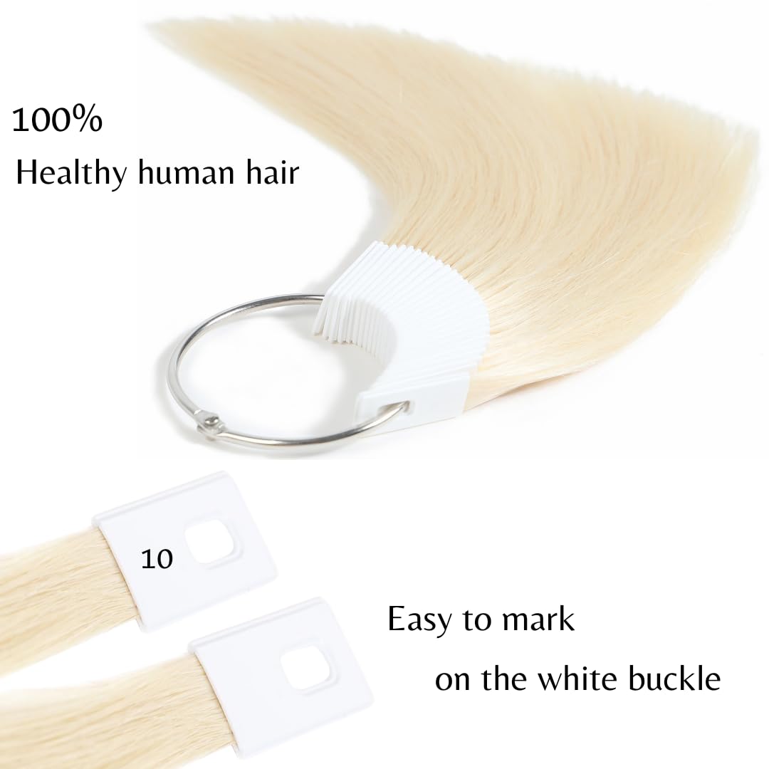 RINBOOOL 100% Remy Human Hair Color Rings Swatches Testing Color Samples 8 Inch Hair Color Chart 30pcs/Package (8', 60)
