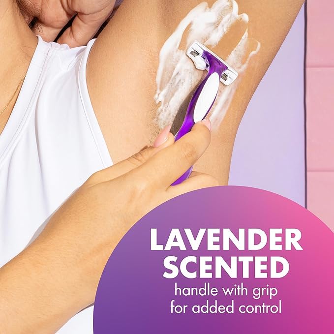 BIC Soleil Smooth Scented Women's Disposable 3 Blade Razors, Lavender Scented Handles and Soothing Moisture Strip, 10-Pack