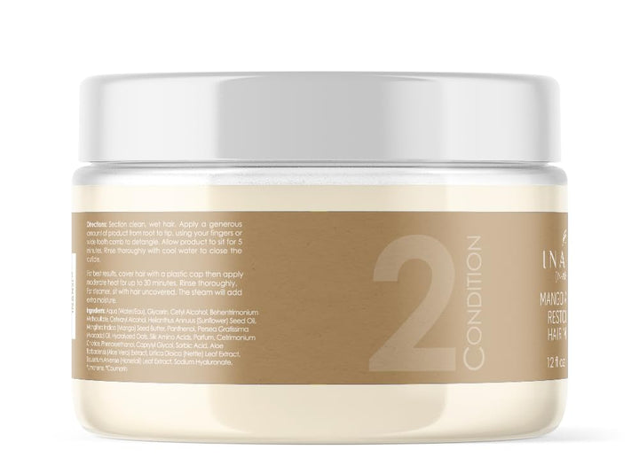 INAHSI Mango Avocado Restorative Hair Masque | Deep Conditioner for Men, Women & Kids with Curly Hair | Hair Products for Natural Curls - 12 oz | Made in the USA