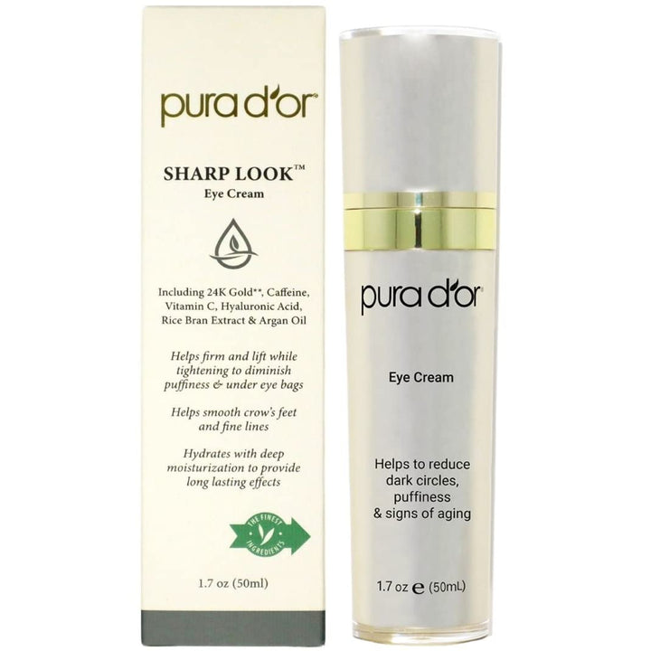 PURA Dââ‚¬â„¢OR Sharp Look Eye Cream - Youth-Enhancing Eye Cream For Firm Lift and Reduced Appearance of Wrinkles and Fine Lines, Puffiness and Under Eye Bags With 24K Gold (1.7oz)