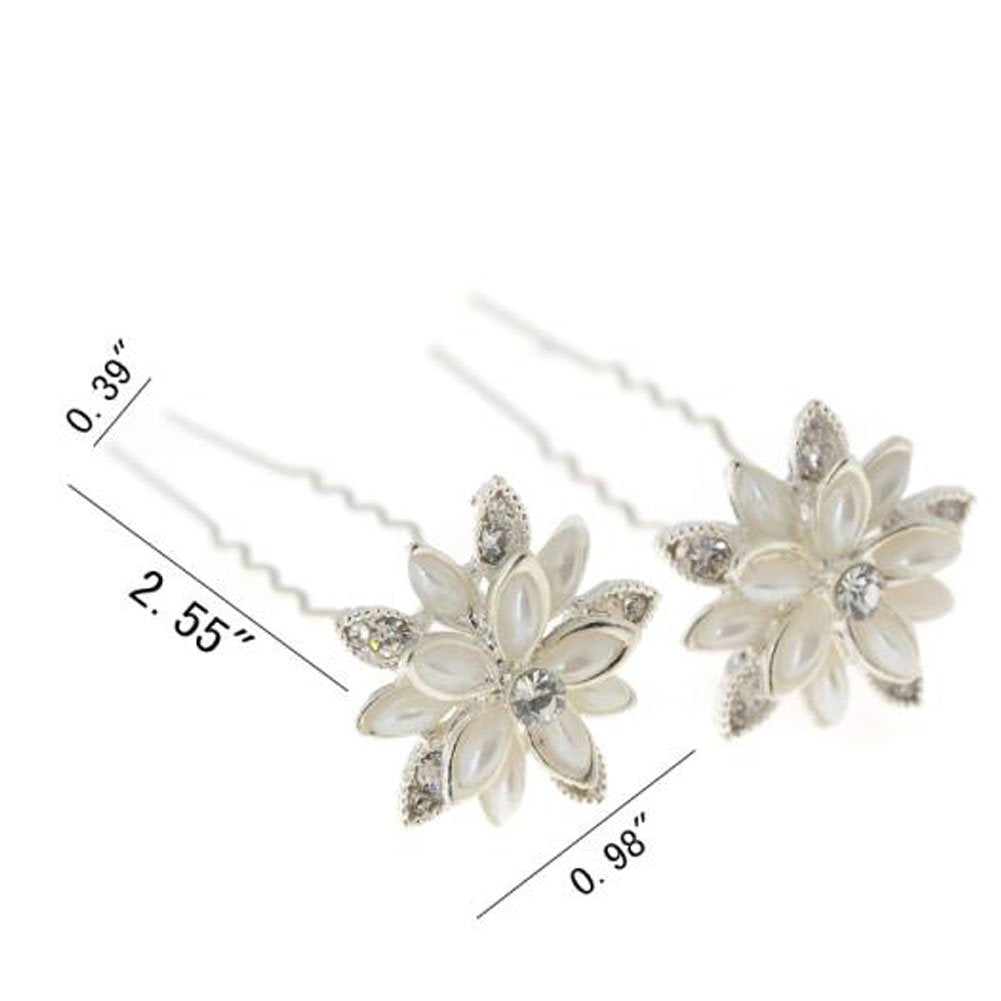 Yantu Womens Flower Bridal Wedding Hair Pin with Crystal (Pack of 20)
