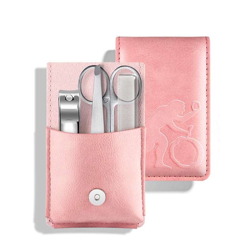 STONE PALM-HELD NAIL AND FACIAL GROOMING 4-PIECE SET (CHERRYBLOSSOM PINK)