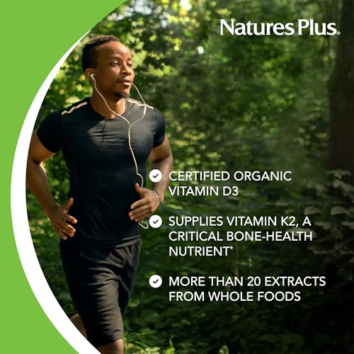 Natures Plus Source of Life Garden Organic Bone Supplement with AlgaeCal - 1000 mg - Calcium, Magnesium - 120 Vegan Capsules (30 Servings)