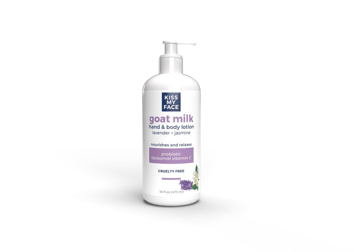 Kiss My Face Goat Milk Hand & Body Lotion - Lavender & Jasmine Lotion with Goat Milk - 16 Ounce Bottle with Pump (Lavender & Jasmine, Pack of 1)