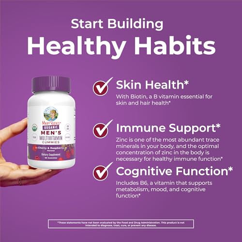 MaryRuth Organics Mens Vitamin Gummy | USDA | Vegan | Daily Multivitamins for Immune Support | Non-GMO | Gluten Free | 60 Count