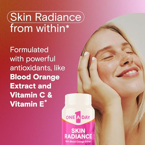 One A Day Skin Radiance, Skin Supplement to Support Skin Hydration & Glow with Blood Orange Extract & Collagen Health with Vitamin C & Vitamin E, 30 Capsules