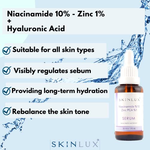SKINLUX Niacinamide%10 + Zinc Pca%1 Skin Care Serum, 1 FL OZ (30ml)