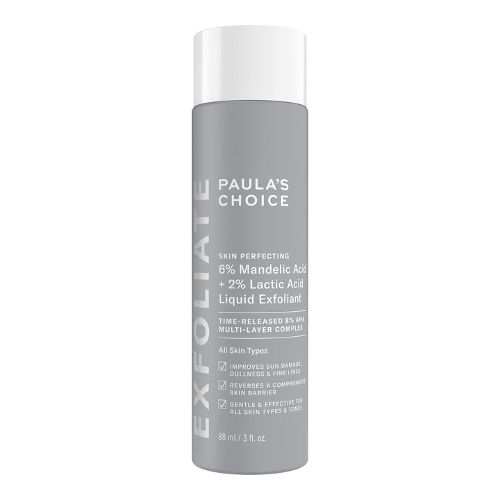 Paula’s Choice 6% Mandelic Acid + 2% Lactic Acid Exfoliant, Gentle Daily AHA Exfoliation for Discoloration, Bumpy Texture & Radiance, for Sensitive Skin, Fragrance-Free & Paraben-Free, 3 Fl. Oz.
