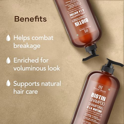 Botanic Hearth Biotin Shampoo and Conditioner Set - with Ginger Oil & Keratin for Hair Loss and Thinning Hair for Men and Women - Sulfate Free, 16 fl oz each