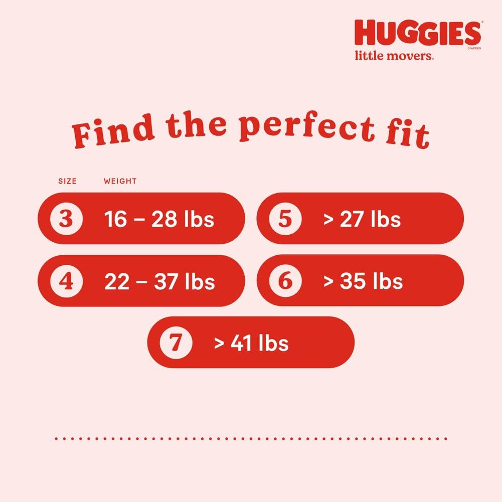 Huggies Little Movers Baby Diapers, Size 4 (22-37 lbs), 22 Ct