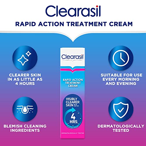 Clearasil Ultra Rapid Action Gel - Salicylic Acid Skin Moisturizer for Adults, Exfoliating & Smoothing, 25ml