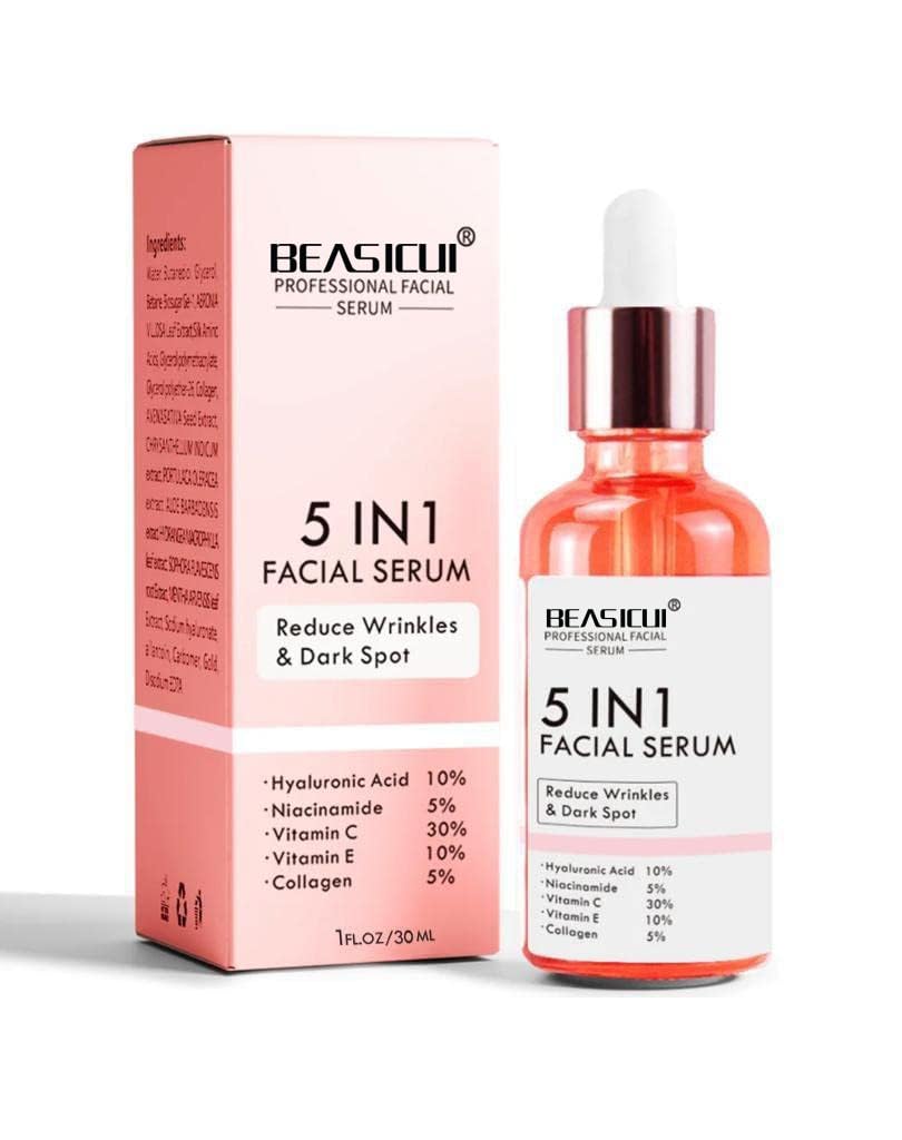BEASICUI Vitamin C Serum for Face – Anti Aging Face Serum with Vitamin C, Hyaluronic Acid, Vitamin E – Radiance Serum for Dark Spots, Even Skin Tone, Eye Area, Fine Lines & Wrinkles, 1 Fl Oz