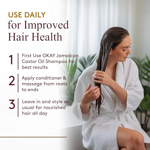 OKAY Black Jamaican Castor Oil Leave In Conditioner - Hair Moisturizer for Women and Men, Natural Hair Product for Hair Growth, Curly Hair Grease for Smooth, Moisturized Hair - 8 oz (Pack of 1)