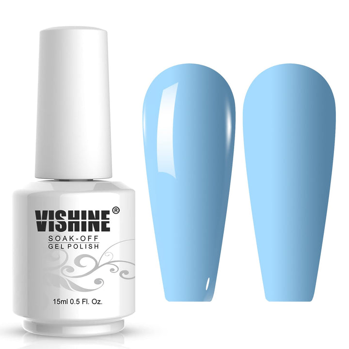 Vishine Gelpolish Gel Nail Polish Lacquer Shiny Color Soak Off UV LED Professional Manicure Pinkish Blue(1595)