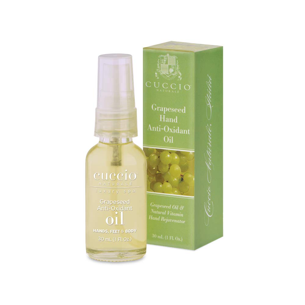 Cuccio GRAPESEED Anti-Oxidant Oil with Jojoba, Sunflower Seed Oil | Smoothing Moisture & Repair Dry Cracked Skin | Firming Oil, Reduce Fine Lines & Signs of Aging- 30ML