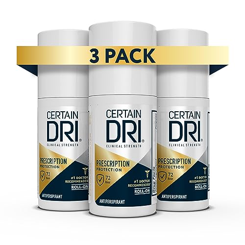 Certain Dri Anti-Perspirant| Prescription Strength Clinical | Most Effective Anti-Perspirant Without a Prescription | Up to 72 Hour Protection | Roll-On | 1.2 oz | 3 Pack