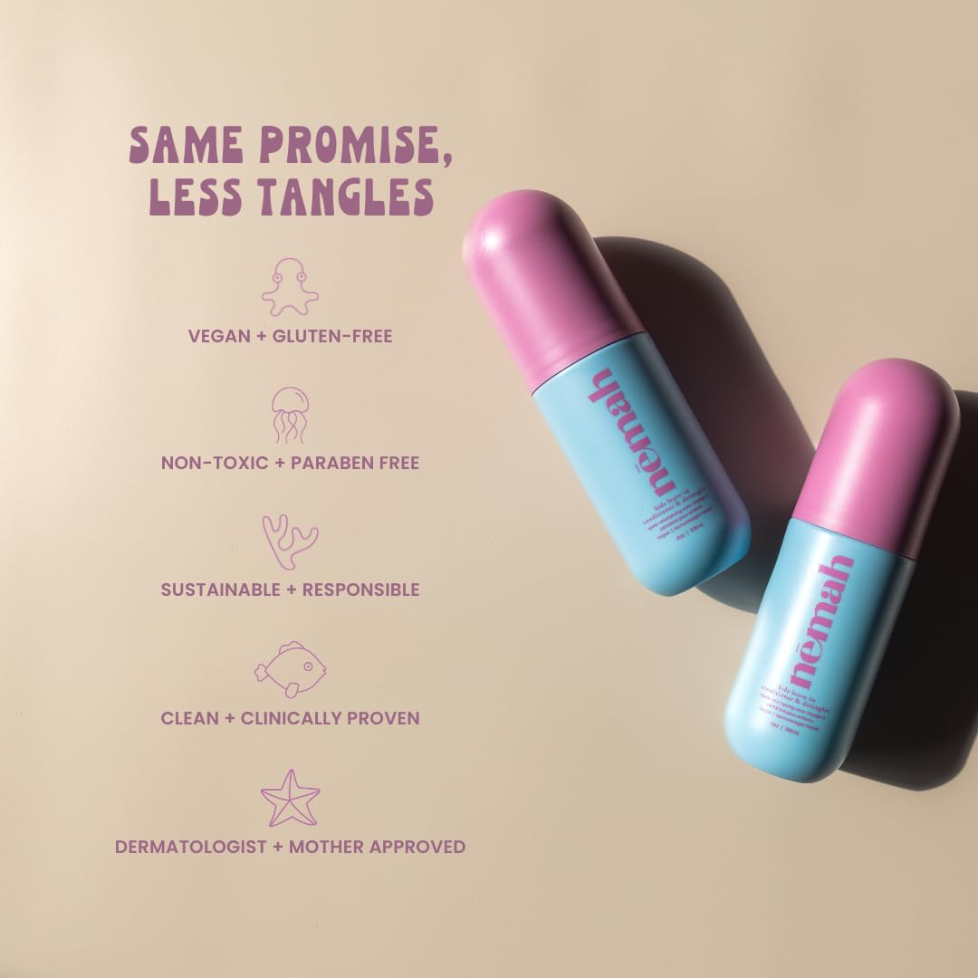 Nemah - Kids Leave-In Conditioner & Detangler with Squalane, Coconut Oil, and Rosemary - Dermatologist-Tested, Vegan, & Cruelty-Free - 4 oz.