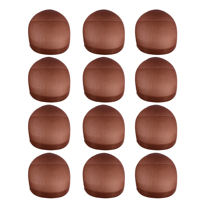 12 pieces Wig Caps Dark Brown Stocking Nylon Wig Caps for Women Mesh Wig Cap (Dark Brown)