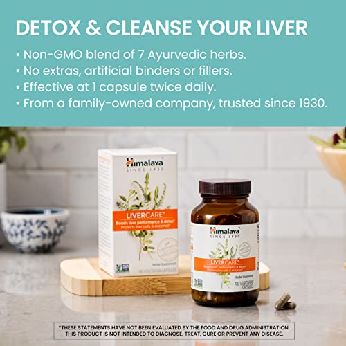 Himalaya LiverCare for Total Liver Support, Cleanse and Detox, Protects Cells & Enzymes, 375 mg, 42 Capsules, 3 Week Supply