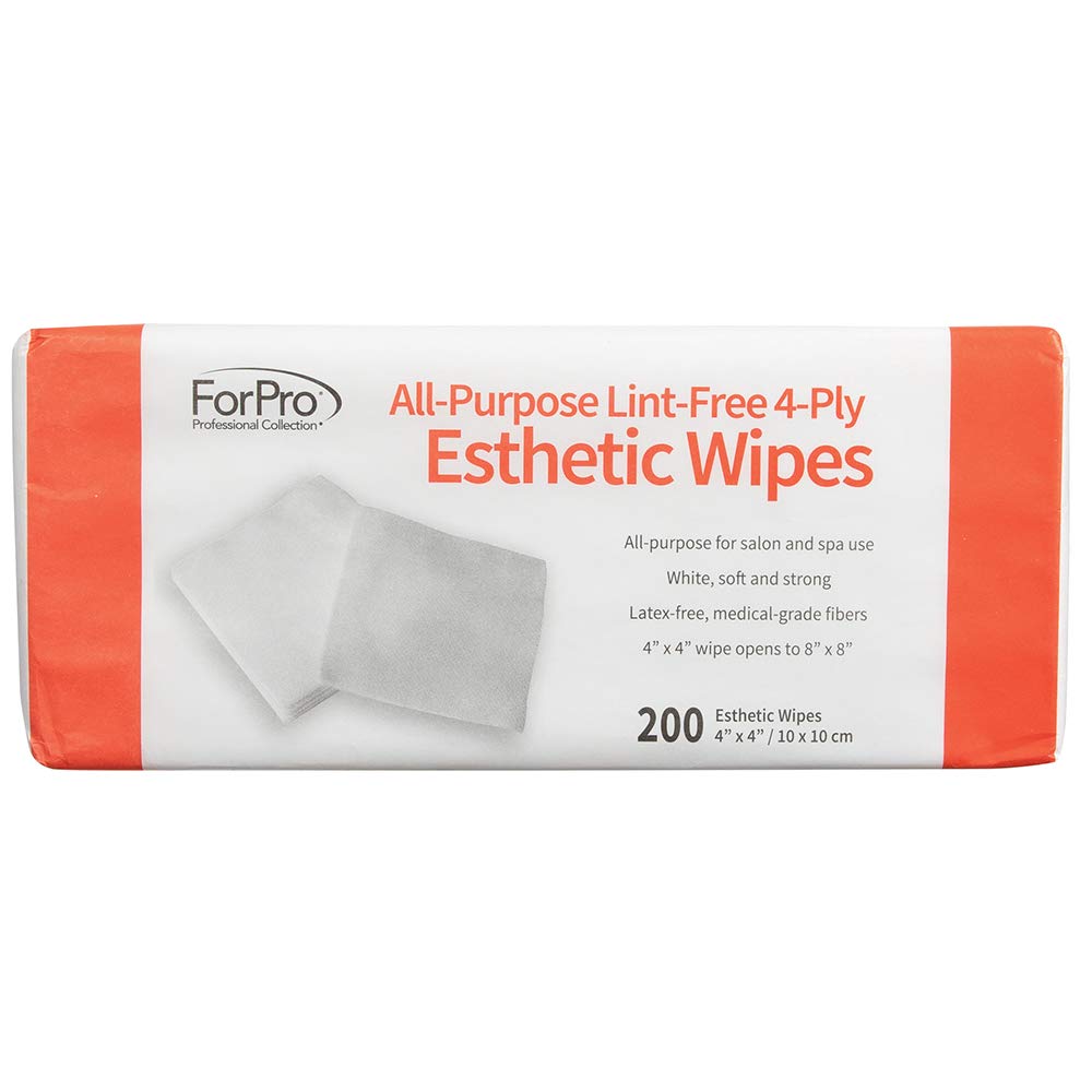 All-Purpose Lint-Free 4-Ply Esthetic Wipes, Non- Woven, For Salon and Spa Use- Soft, Strong and Durable, Latex-Free, Medical-Grade Fibers - 4ââ‚¬Â x 4ââ‚¬Â - 200-Count (Pack of 6)