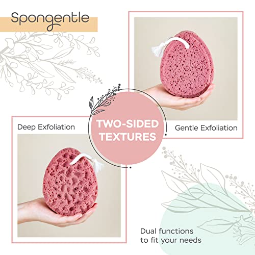 Spongentle Deep Cleansing Body Loofah Sponge, Natural Colors, for Bath and Shower, Multiple Textures for Gentle and Deep Exfoliation, Generous and Rich Lather, (Pack of 2)