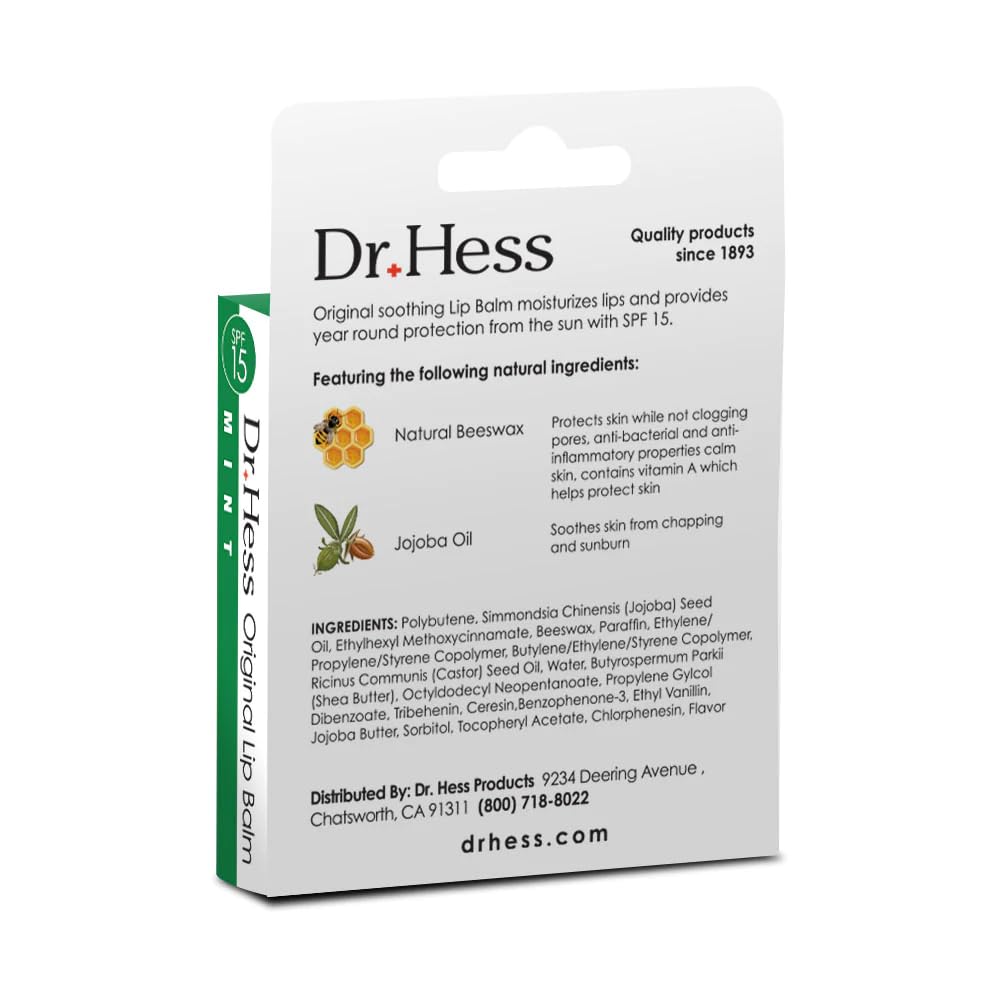 Mint, 4 Count : Dr Hess Udder Stick Lip Balm, Mint, 4 Count