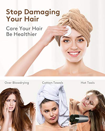 YFONG 3 Pack Hair Drying Towels, Hair Towel with Button, Super Absorbent Microfiber Hair Towel for Curly Hair, Fast Drying Hair Wraps for Women Girls, Microfiber Towel for Hair