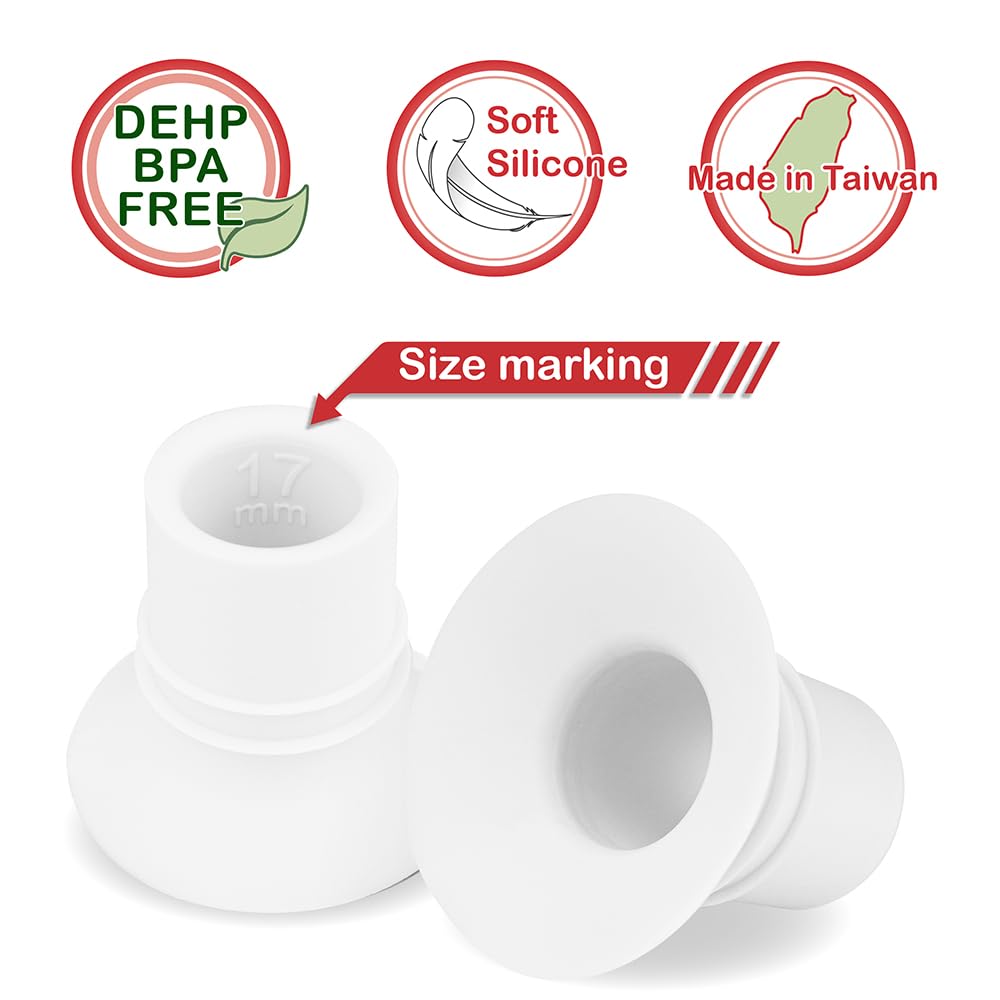 Nenesupply 17mm Flange Insert Compatible with Elvie Flange Pump Parts Elvie Stride Flange Momcozy Medela Flange Spectra Willow Reduce 24mm to 17mm Use as Elvie Inserts Medela Insert Momcozy Insert