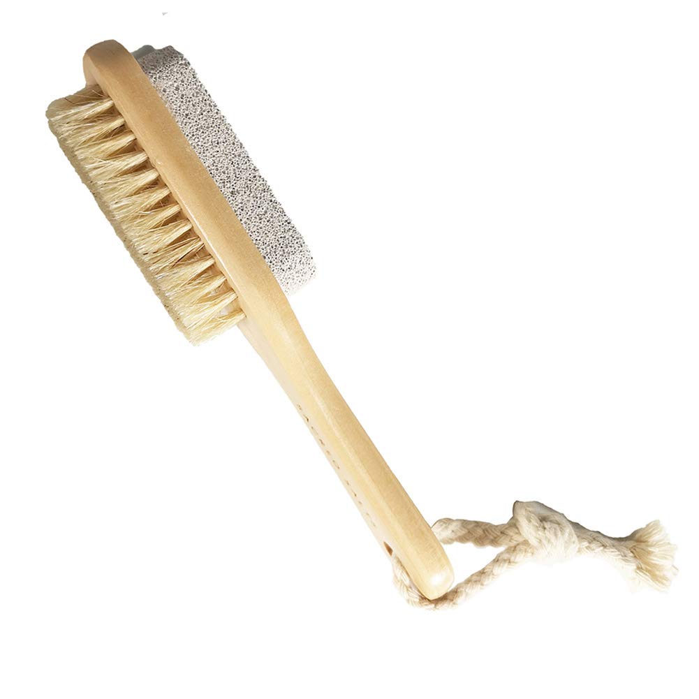 1pc Callus Corn Foot File Remover Pumice Stone Brush Foot Scrubber Exfoliator Double Side with Pumice Stone and Bristle Brush Heel Scraper Pedicure File Removes Dead Skin for Men Women