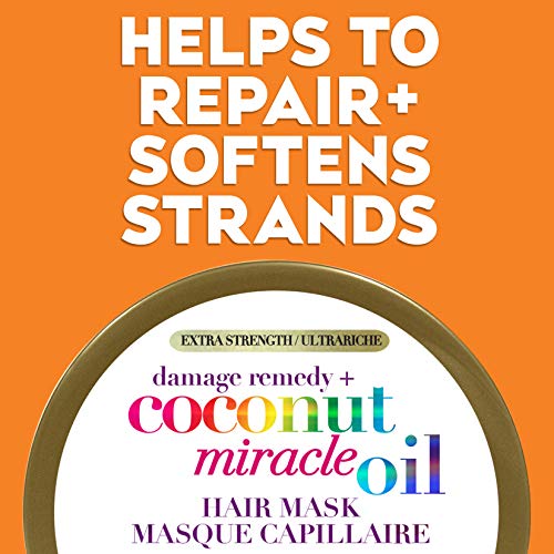 OGX Extra Strength Damage Remedy + Coconut Miracle Oil Hair Mask, Extra Hydrating & Softening Anti-Frizz Treatment to Help Repair Hair, Paraben-Free, Sulfated-Surfactants Free, 6 oz