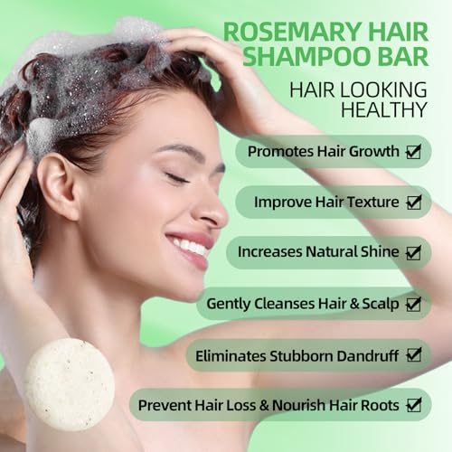 2 Pack Rosemary Hair Shampoo Bar,Deep Cleansing for Scalp Hair Loss Shampoo Soap,Organic Shampoo Oil Control,Solid Shampoo Bar for Hair Growth, Refreshing and Hydrating Bar for Mothers Day Gifts