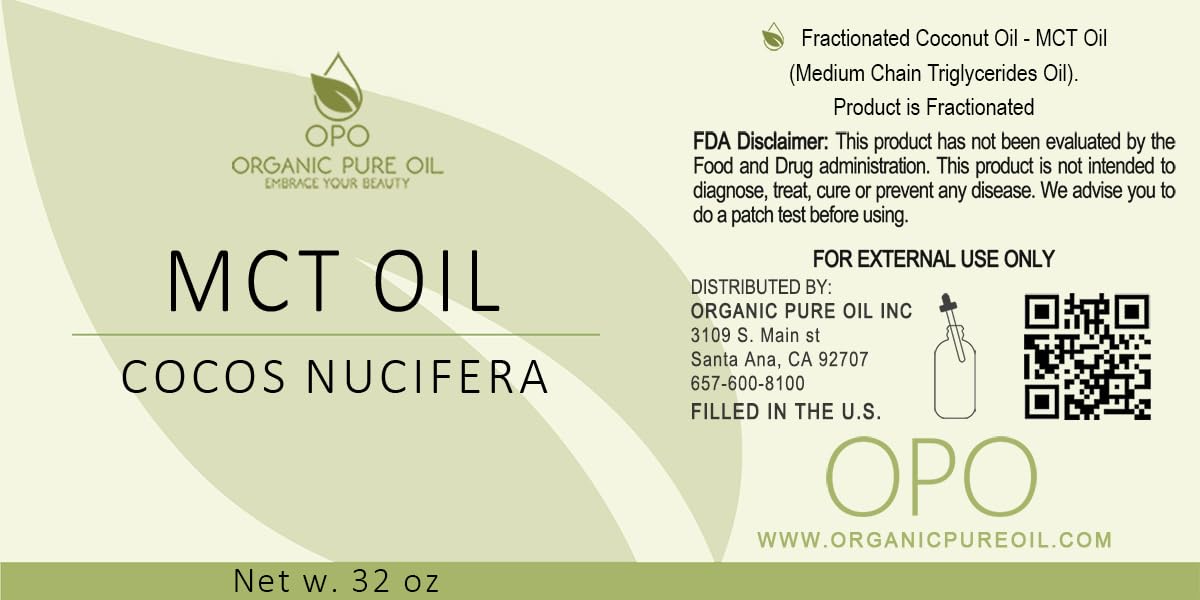 Fractionated Coconut Oil - Carrier Oil, Undiluted, Non-GMO, from Coconut Fruit not Palm - 32 oz - C8 C10, Natural, MCT, Carrier, Vegan for Skin, Hair, Nails, Body - Packaging May Vary
