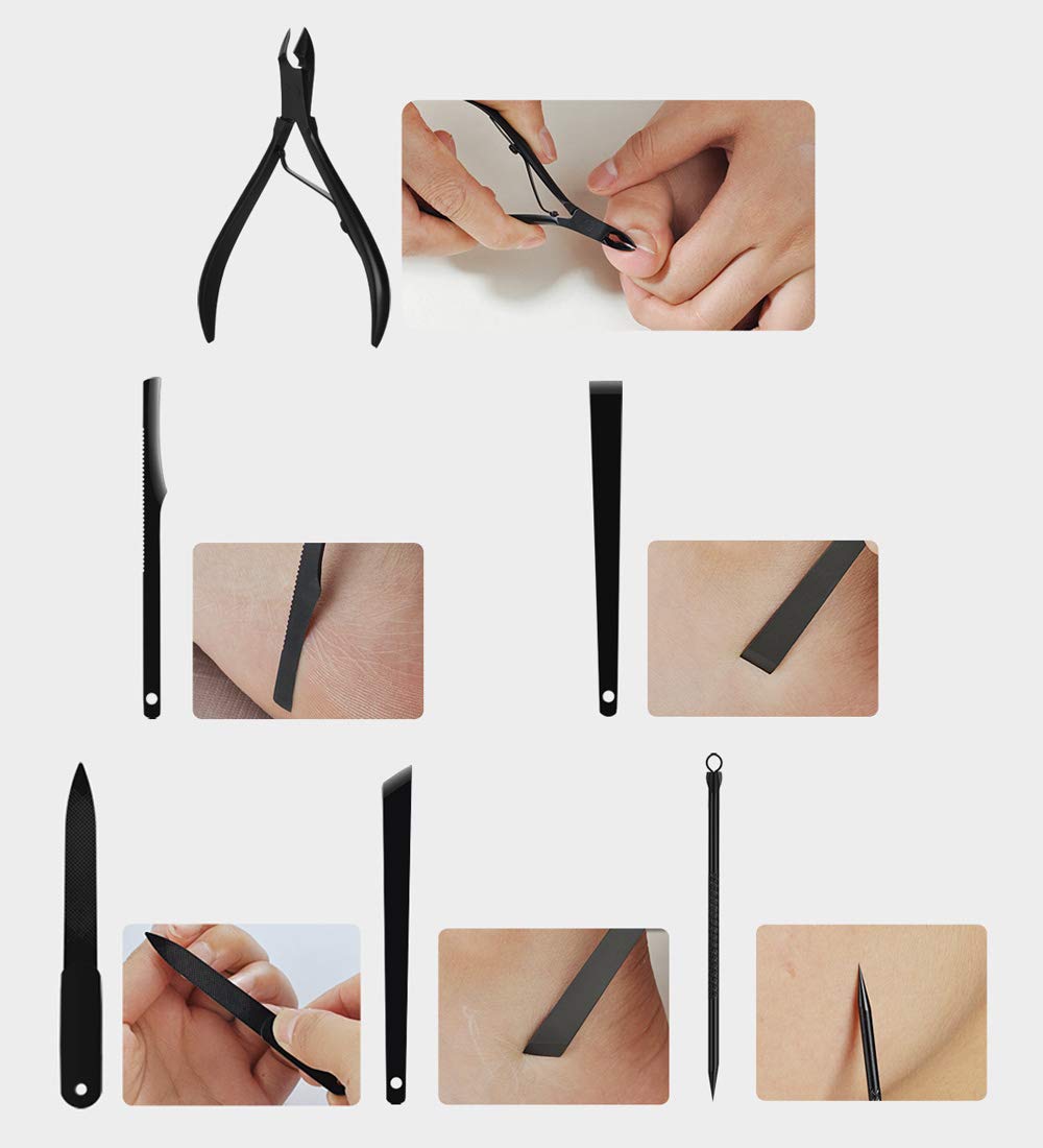 HPACK.KV Nail Clippers Sets Stainless Steel Nail Cutter Pedicure Kit Nail File Sharp Nail Scissors and Clipper Manicure Pedicure Kit Fingernails & Toenails with Portable stylish case