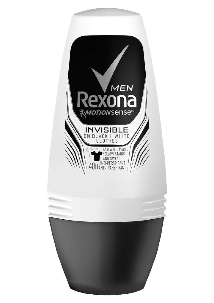 Rexona MotionSense Invisible Black + White 48h Anti-perspirant Roll On for Men, 50ml