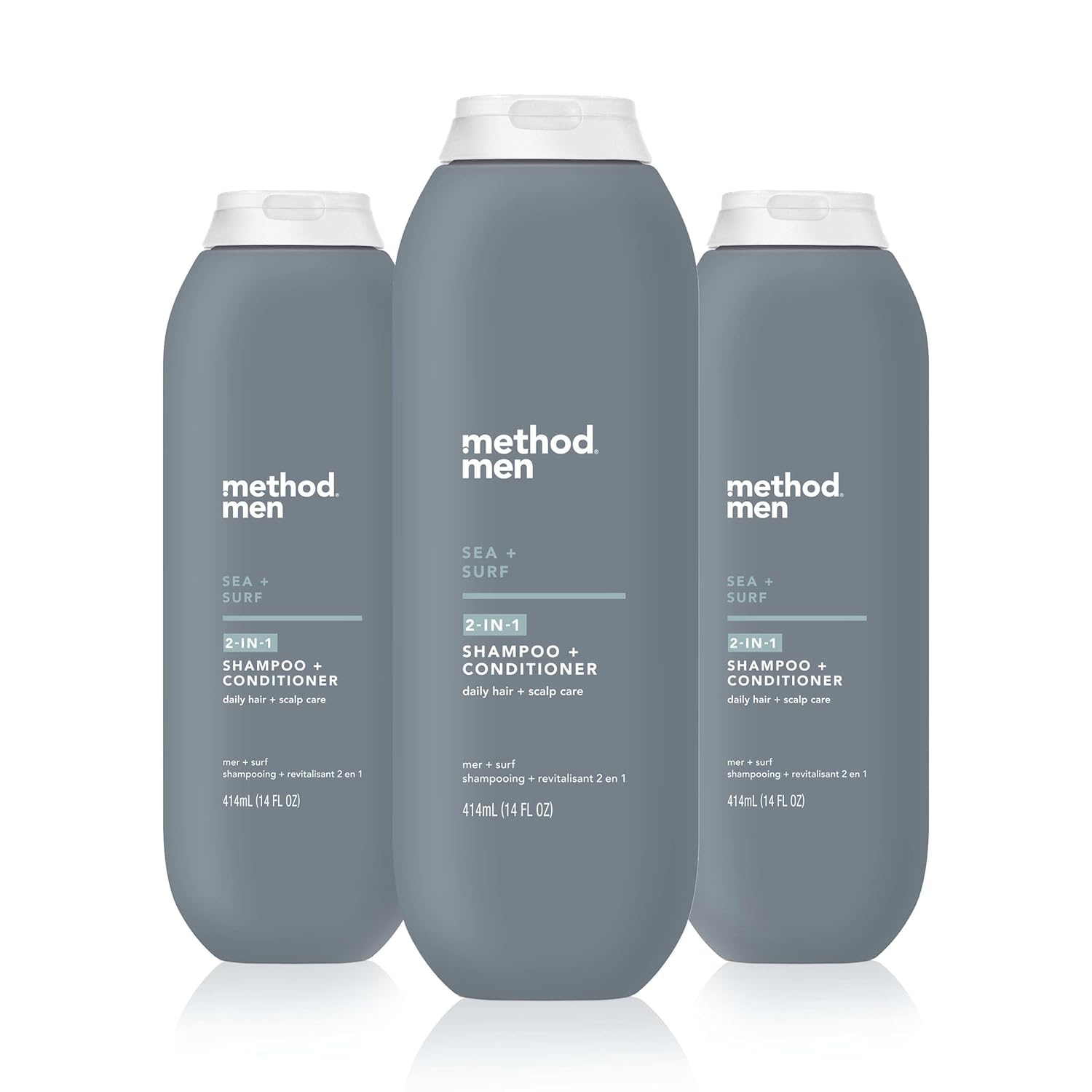 Method Men 2-in-1 Shampoo + Conditioner, Sea + Surf, 14 Ounces (Pack of 3)
