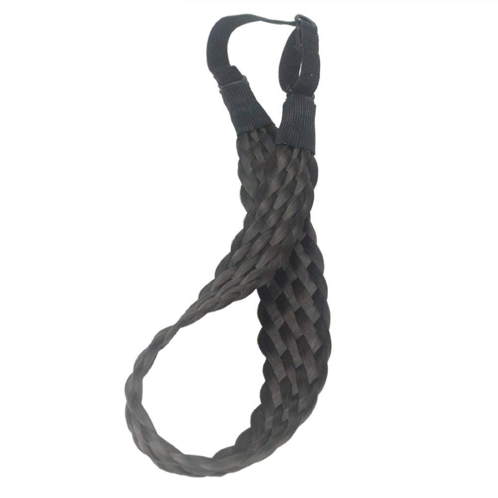 aHairBeauty 8 Plaited Braided Headband Hair Band Synthetic Hairpieces Braid Wig Piano Two Tone Colors Accessories for Women Girl Wide 1.2 Inch (Brown Black #1B/6B)