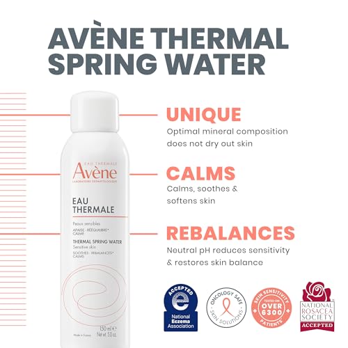 Avène Thermal Spring Water, Soothing Calming Facial Mist Spray for Sensitive Skin, 5 Fl Oz