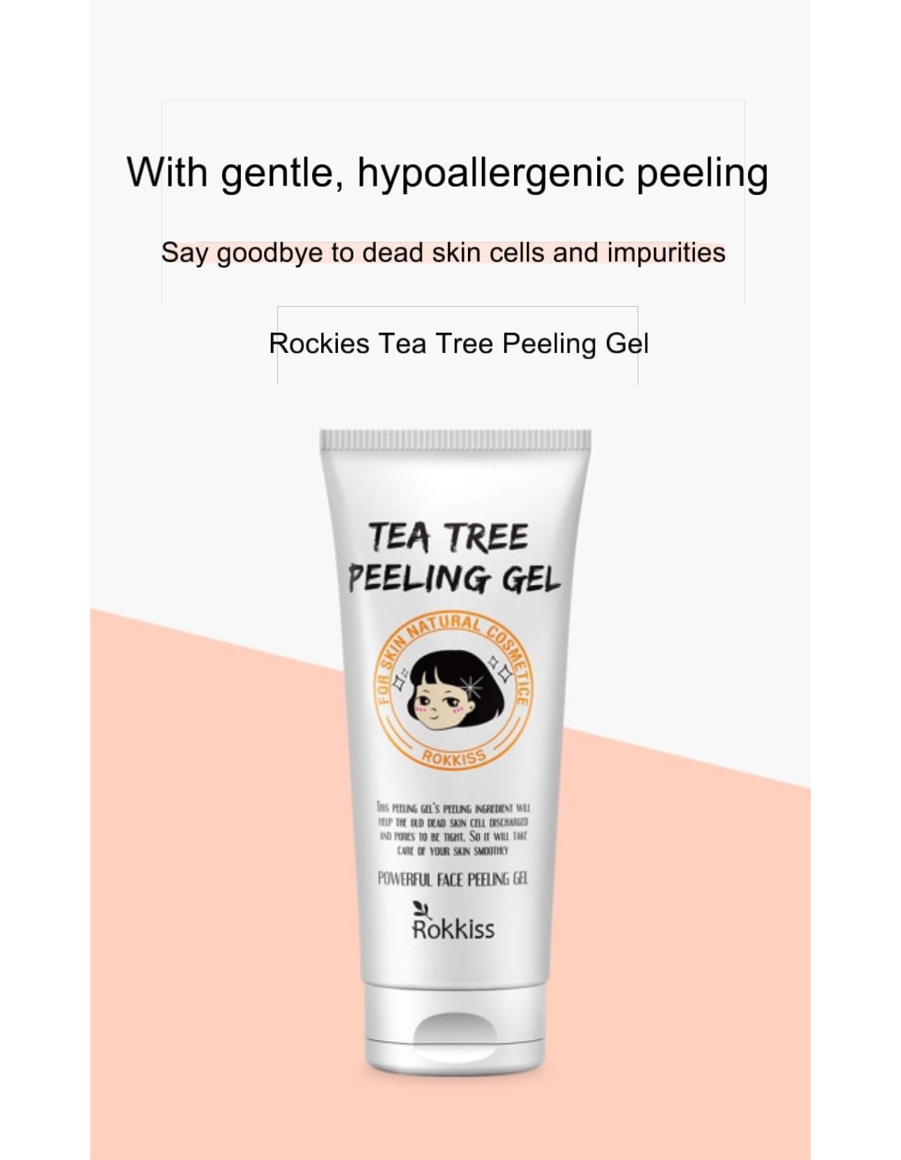 ROKKISS Tea Tree Peeling Gel (4.1fl oz) - Gentle Exfoliating Gel for Face & Body with Natural Cellulose, Remove Impurities for Smooth Skin, Korean Skin Care. Cica, Licorice & Aloe Vera Extracts.