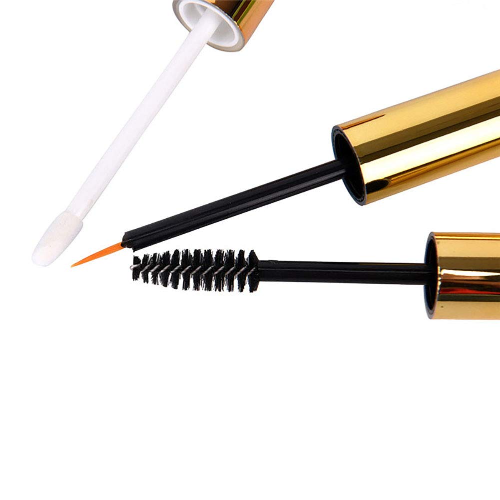 Ideal Swan 10ml Empty Mascara Tube Eyeliner Cream Container Bottle, Lip Gloss Bottle with 3 Piece Funnel & Rubber Inserts for Castor Oil Golden (Set 03)