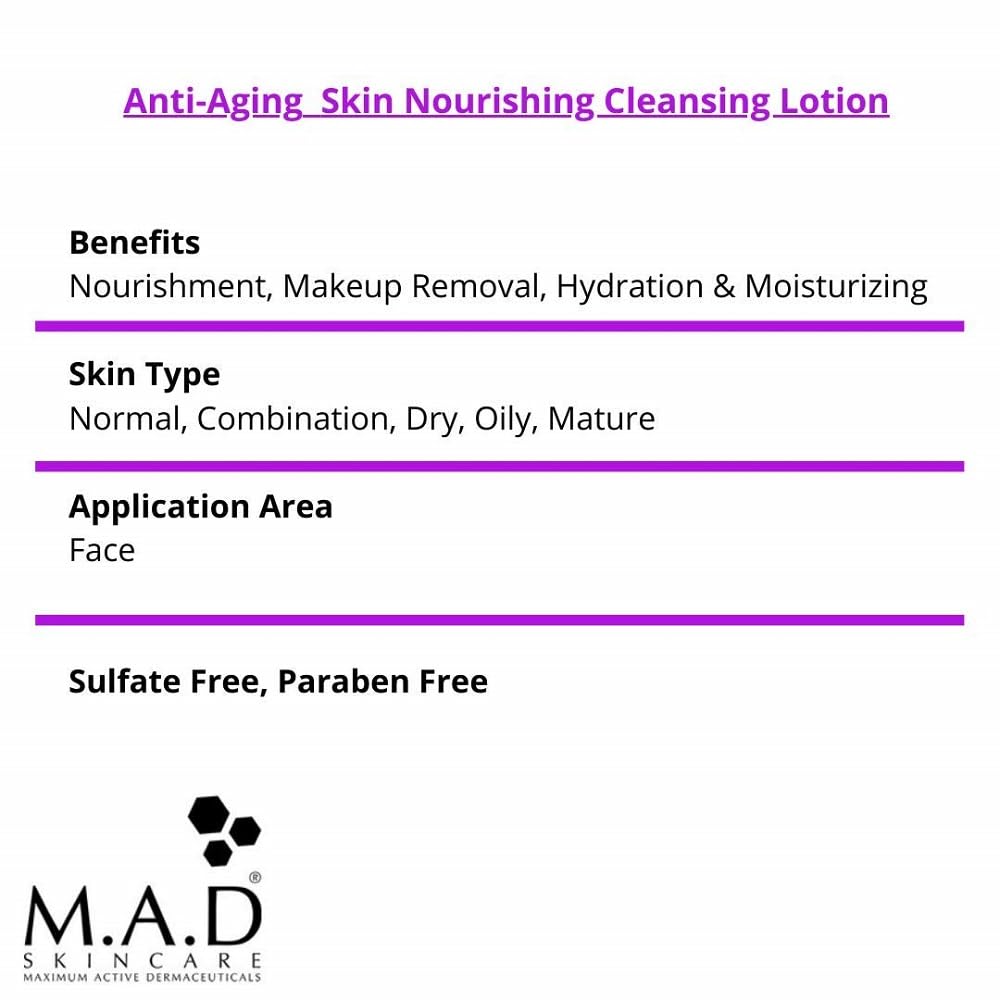 M.A.D Skincare Anti-Aging Nourishing Cleansing Lotion - Non-drying, Gentle Cleansing