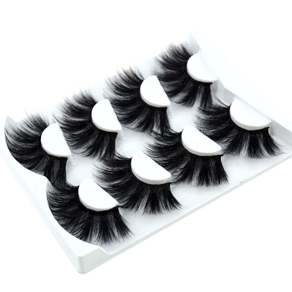 HBZGTLAD NEW 4 Pairs 3D Mink Hair False Eyelashes Criss-cross Wispy Cross Fluffy length 25mm Lashes Extension Handmade Eye Makeup Tools (MDR-5)