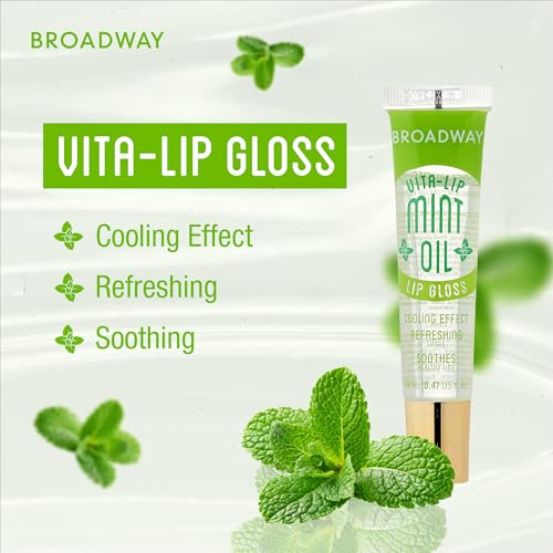 Ruby Kisses Broadway Vita-Lip Clear Lip Gloss (4 Pack Mint, Rosehip, Coconut Oil, Lip Oil Treatment), Ultra-Hydrating & Soothing Formula with Multi-Vitamins, High-Shine Non-Sticky Finish Lip Balm