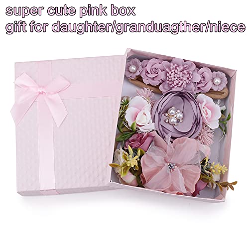 BFNAAgirl Baby Girl Headbands Nylon Flower Elastic Hairbands 3pcs Hair Accessories Gift for Newborn Infant Toddlers (YM4)