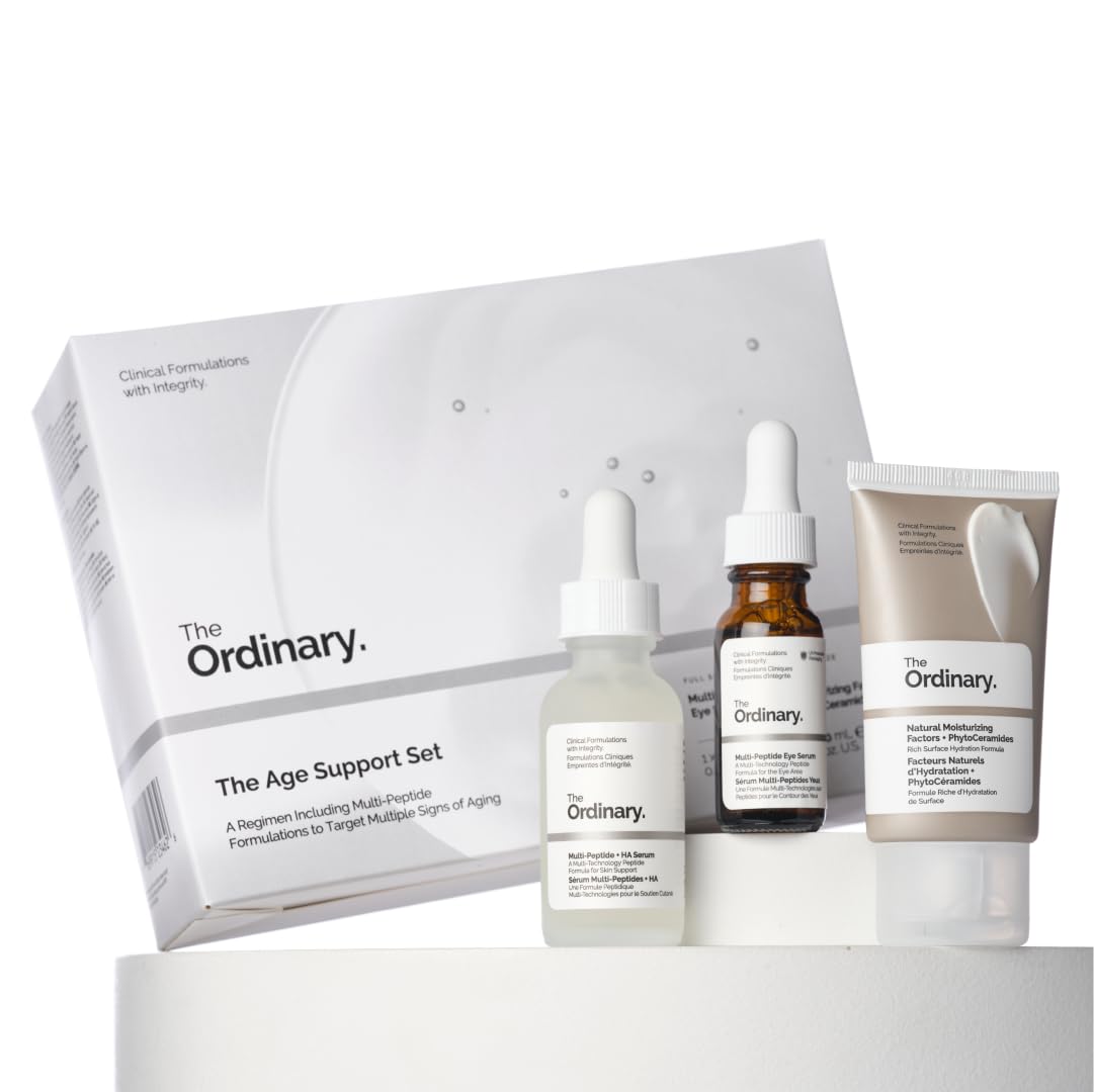 The Ordinary Age Support Set - 3-Step Anti-Aging Skin Regimen with Multi-Peptide + HA, Multi-Peptide Eye Serum, and Natural Moisturizing Factors + PhytoCeramides | Skincare Set