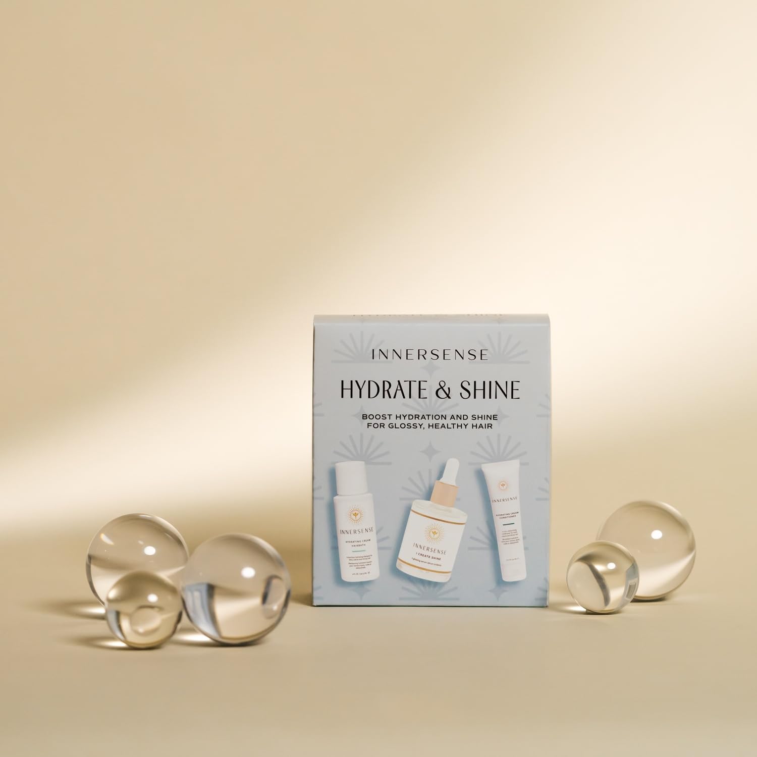 INNERSENSE Organic Beauty - Hydrate & Shine Set | I Create Shine, Hydrating Cream Hairbath, Hydrating Cream Conditioner | Non-Toxic, Cruelty-Free, Clean Haircare (3 piece set)