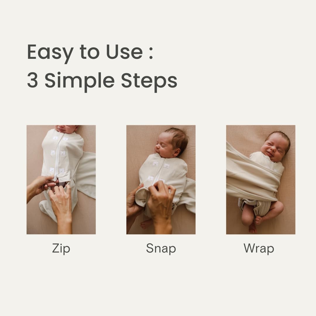 embé 2-Way Transition Swaddle Sack, 12-18 lbs, Diaper Change w/o Unswaddling, Arms in and Out, Legs in and Out Design, Warm Up or Cool Down 100% Cotton, 3-6 Months (Angle Stripe)