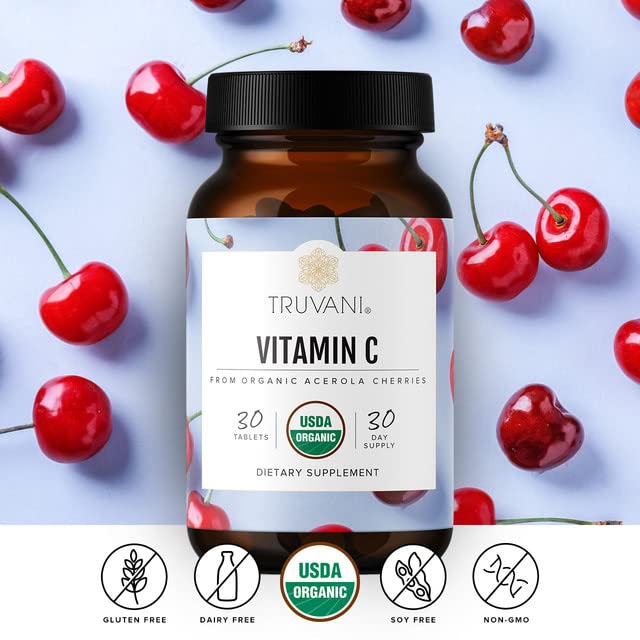 Truvani Vitamin C | USDA Organic | High Absorption, Antioxidant Supplement, Higher Bioavailability Immune System Support | Made with Real Food | 30 Servings