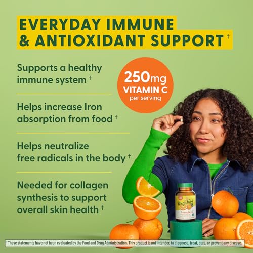 MegaFood Complex C - Vegan Immune Support Supplement with Vitamin C 250 mg, Made with Real Food Including Orange, Cranberry & Brown Rice, Gluten-Free, Kosher - 180 Tablets, 180 Servings