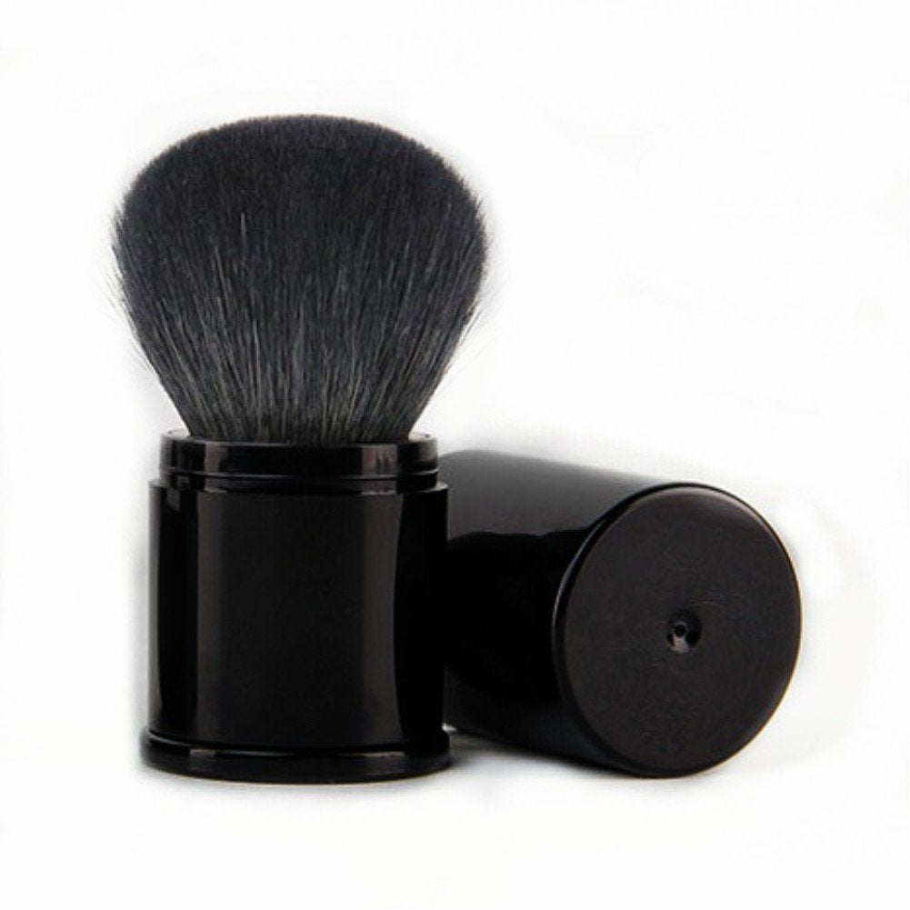 Aguder Black - Goat Hairs: Retractable Kabuki Makeup Brush - Premium Goat Hairs Blush Brushes Great For Blending Liquid, Cream, Mineral Cosmetics Or Translucent Powder (Black - Goat Hair