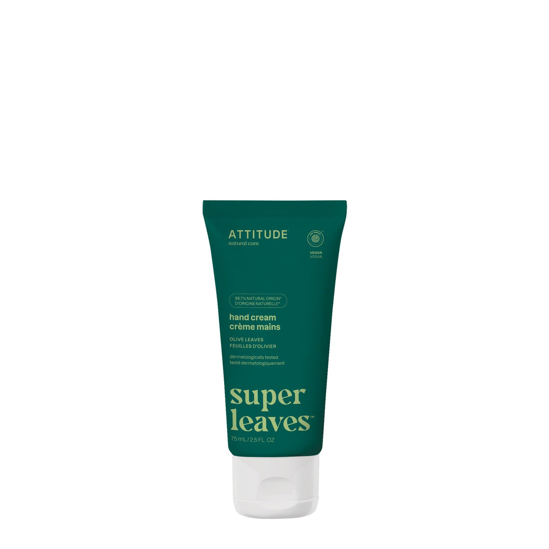 ATTITUDE Natural Moisturizing Hand Cream for Dry Cracked Skin, EWG Verified Hydrating and Protecting, Vegan & Cruelty-free, Olive Leaves, 2.5 Fl Oz (Pack of 1) (18173)